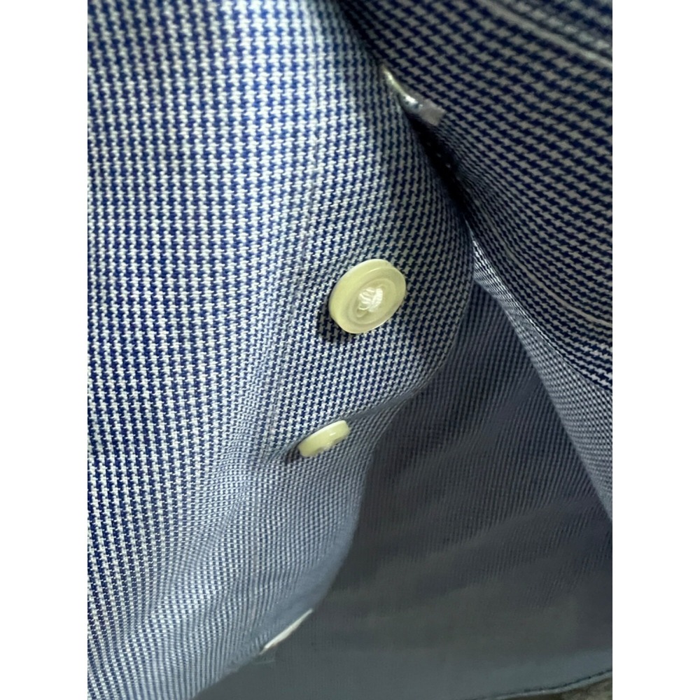 Brooks Brothers 346 Mens 16 2/3 Blue White Micro Check Non-Iron Dress Shirt - Picture 7 of 10